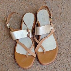 Cole Haan Women's Sandals in Tan and Metallic Gold
